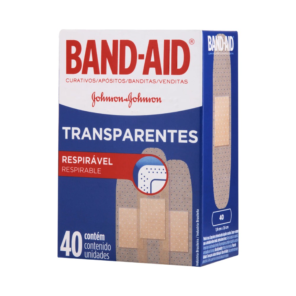 Curativos Band-Aid Transparente com 40 Unidades
